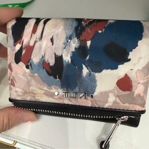Tumi Floral Wristlet Clutch in Pink, Blue and Red